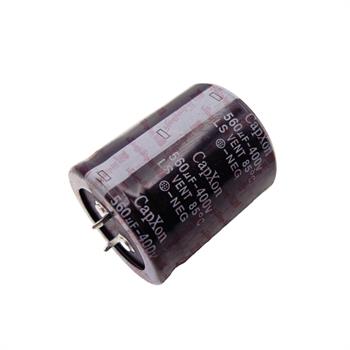 خازن الکترولیت 560 میکرو فاراد 400 ولت سایز 41*35 پایه میخی °85 CAPXON