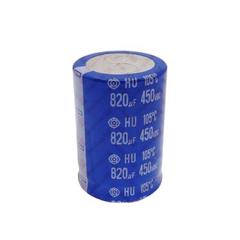 خازن الکترولیت 820 میکرو فاراد 450 ولت سایز 51*35 پایه میخی °105 هیتاچی