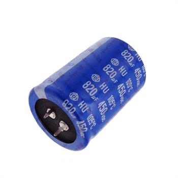 خازن الکترولیت 820 میکرو فاراد 450 ولت سایز 51*35 پایه میخی °105 هیتاچی