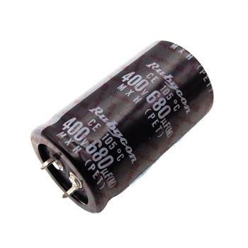 خازن الکترولیت 680 میکرو فاراد 400 ولت سایز 51*30 پایه میخی °105 روبیکون