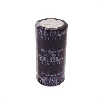 خازن الکترولیت 820 میکرو فاراد 200 ولت سایز 46*22 پایه میخی °105 روبیکون