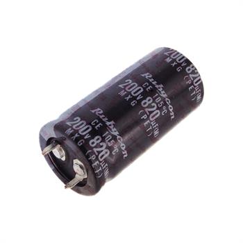 خازن الکترولیت 820 میکرو فاراد 200 ولت سایز 46*22 پایه میخی °105 روبیکون