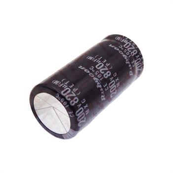 خازن الکترولیت 820 میکرو فاراد 200 ولت سایز 46*22 پایه میخی °105 روبیکون